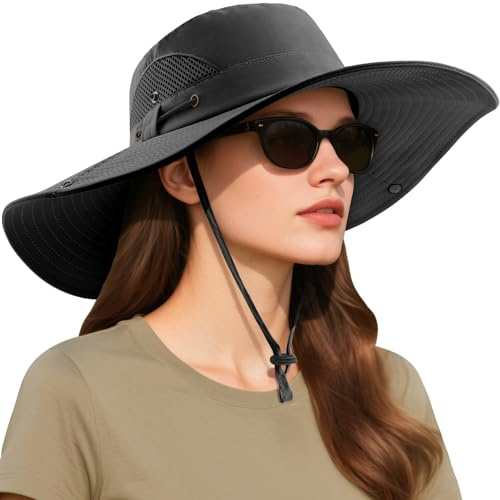DRESHOW Chapeau de Soleil Femme l'extérieur UV Protection Chapeau d'été à Large Bord Bonnet Pliable en Maille Plage Pêche Seau Casquette