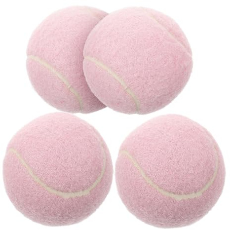HANABASS - Lot de 4 Balles de Tennis d‘Entraînement en Caoutchouc - pour Débutants, Enfants et Adolescents - Rose