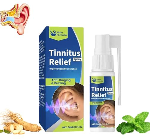 Tinnitus,Tinnitus Relief Spray，Tinnitus Relief,Plant-Based Tinnitus Relief Spray, 30ml Portable Ear Care Spray ，for Reduce Ear Ringing Ear Noise Hearing Loss