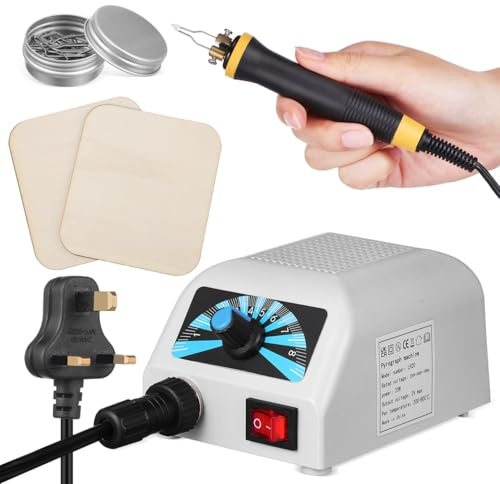UKCOCO Pyrography Wood Burning Pen Kit with Ergonomic Handle for Detailed Engraving and Embossing on Wood Leather and Paper Versatile DIY Art Tool Set