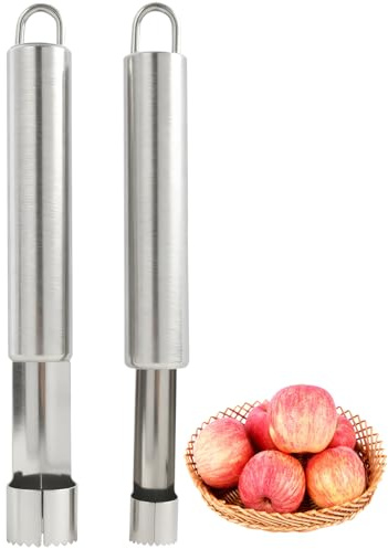 2 Pièces Coupe Pomme & Vide Pomme Trognon en Acier Inoxydable – 2 Diamètres de Trou (1.4cm & 2cm), Outil de Cuisine pour Pommes/Birnes, Vide-Pommes en Acier pour Ennoyage