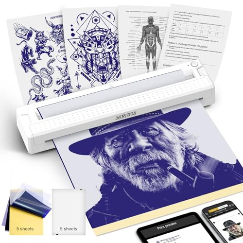 YIRIGUI 2026 New 2 in 1 Tattoo Stencil & Document Printer, Wireless Bluetooth Thermal Printer - HD Fast Transfer, Portable Easy-to-Use for Tattoo Artists/Shops, Travel, Home, Office - White