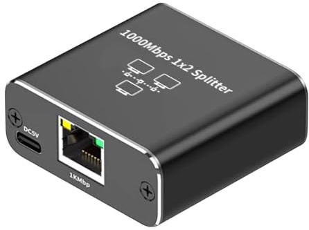 Höghastighets LAN-delare – 1 000 Mbps adapter med dubbla portar, Gigabit-internetdistributör, USB-strömkontakt | Trådbundet nätverksexpansionsverktyg för kabelrouter