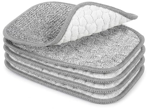 ThriveMart 5PCS Multipurpose Wire Dishwashing Rags for Wet and Dry | Non Scratch Wire Miracle Cleaning Cloths for Kitchen,Reusable Silver Mesh Dishcloth for Sinks,Pots,Pans,and Fruit Cleaning