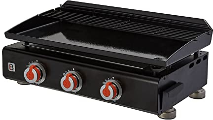 BRASERO - Plancha Silvia II G 3 Feux 3 brûleurs - Plaque Acier émaillée 67 x 34 cm - Grille de réchauffement - Piezo intégré - Tiroir Graisse - Jusqu'à 10 convives - 7,5 KW