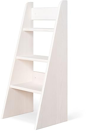 Original Treppenleiter von BioKinder® | Leiter für Wickeltisch Trittleiter für Kinder aus Bio Massivholz, Naturweiß lasiert| 90 x 40 x 31 cm