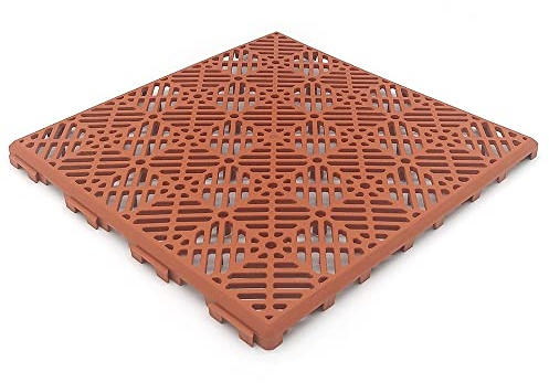 Lot de 100 dalles auto-ventilées pour sols 30x30x1,5 cm (≈9m² - Terre cuite) - Pour piscines, douches de jardin, salles de bains, vestiaires, terrasses