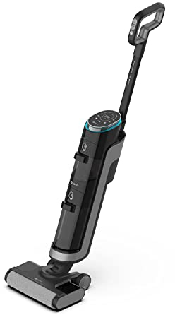 EZVIZ Intelligenter 3-in-1 Nass-/Trockensauger, Akku-Staubsauger mit Dual-Tank, LED-Display und 12.000Pa Saugkraft, Wischmopp für Harte Böden, klebrigen Schmutz und Tierhaare, Selbstreinigend, RH1, Schwarz