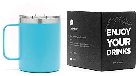 BALIBETOV Tazas Termicas Cafe (355ml) - Vaso Termo Cafe para Llevar - Taza Termica para Llevar Café, Té, Vino, Cerveza y mas - para Frio y Calor (Aqua)