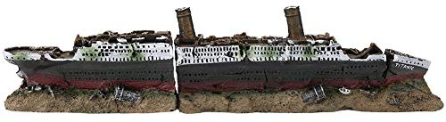 Tyenaza Adornos de Decoración de Acuarios, Adorno Creativo de Resina Barco Naufragado para Acuarios, Adorno de Decoración de Naufragios Perdidos Titanic, para Tanque Doméstico, Acuario, Pecera, Fuente