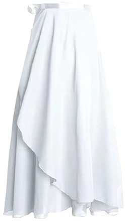 YiLang Jupe de Ballet en Mousseline de Soie pour Femmes Danse Jupe Taille Cravate Plus Mince,applicable à la Danse féminine, Lang Weiß, 1…