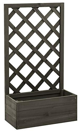 Keketa Jardinera Enrejada de Jardín Madera para Plantas Enredaderas, Vegetales, Hierbas y Flores Exterior Huerto Urbano Jardinera Abeto Gris 50x25x90 cm
