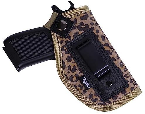 POYOLEE Gun Holster for Women Concealed Carry Holster for Pistols Universal IWB Holster Fits Glock 19 26 43 Springfie XD LC9 & All Similar Handguns (Leopard, Right-Handed Draw (IWB))