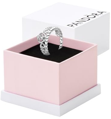 PANDORA Princess Tiara Crown Ring - Sterling Silver Ring for Women - Layering or Stackable Ring with Cubic Zirconia - Gift for Her - With Gift Box - Size 6
