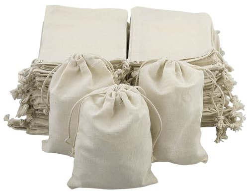 50 sacchetti di stoffa da dipingere con coulisse, 15 x 10 cm, piccoli sacchetti regalo in cotone, per il fai da te, Ramadan, calendario dell'Avvento, matrimoni, feste, 50 pezzi