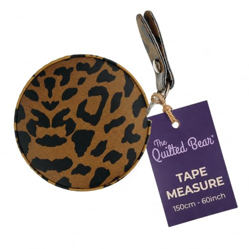 The Quilted Bear Retractable Fabric Tape Measure 150cm/60, Leopard Print | Double Sided Metric & Imperial, Clear Markings, One Press Automatic Retraction, Compact, Lightweight, for Sewing, Body, Craft