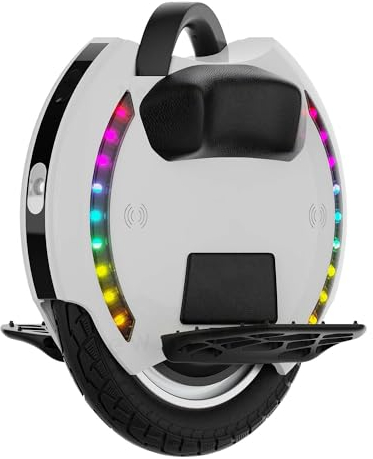 KINGSONG Elektrisches Einrad KS-14M, Erwachsener, Weiß, 800-W-Motor, Reichweite bis zu 15 km, begrenzt auf 20 km/h, aufblasbarer 14-Zoll-Reifen, Lautsprecher und Bluetooth