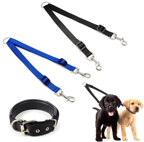 Hundeleine Doppelleine, Doppelleine Keine Verwicklungen, Doppelte Hundelein Leinen, Double Dog Doppelleine, 360° Drehbar und Einstellbar, für 2 Hunde für Walking,Training und Jogging, 2pcs