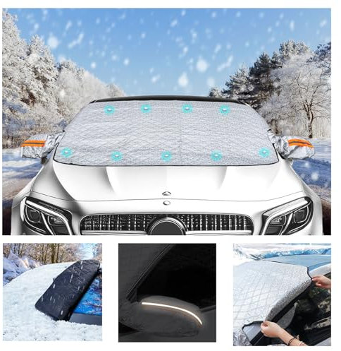 Jiltlu Car Windscreen Snow Cover Winter Magnetic Frost Ice Car Windshield Cover Windscreen Sunshade Protects Against UV,Sun,Heat,Dust,Fallen Leaves,Suitable for Small Cars,Mini SUVs-M(145CMx115CM)