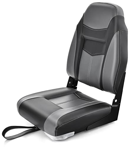 GOPLUS Bootssitz 1 Stück, Bootsstuhl klappbar mit gepolstertem Sitz, hoher Rückenlehne, bequemer Steuerstuhl für Boot Yachten (Schwarz)