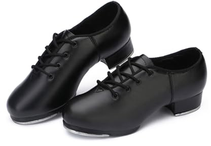 Steppschuhe Jazz-Schnürschuhe. Unisex-Adult Jazz Leather Tap Shoe.Tap-Schuhe mit flachem Absatz.