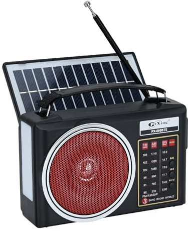Radio rétro Portable, Radio Bluetooth AM/FM/SW compacte avec Panneau Solaire, éclairage LED Portable, Batterie Rechargeable, Support pour Carte TF/USB-MP3 Player (Rose)