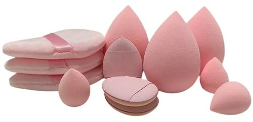 12 Pack Variety Pink Beauty Blender Soft Foundation Sponges Set, Pink Color, Latex Free for Liquid Foundation Powder Sunscreen and Cream - 12pk Pink