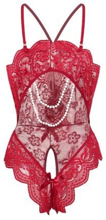 GIVTULIP Ensemble de Lingerie Sexy pour Femme Combinaison Mode Élégant Bodys Col V Érotique Bodysuit Chic avec Dos Nu en Dentell Sensuel Une Pièce Nuisette Culotte Ouverte Hot Négligé Coquine Clubwear