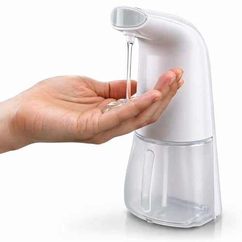 Dispenser Sapone Automatico con Sensore Infrarossi 500Ml, Dosatore Sapone Liquido 3 Livelli Regolabili, Senza Contatto, Serbatoio con Finestra, per Bagno Cucina Ufficio - No saponi Troppo Densi