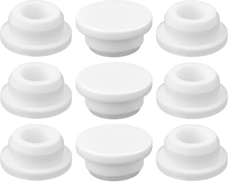 Gosknor 9pz Copertura Foro Troppo Pieno Lavello Silicone, Tappo Troppo Pieno Rotondo per Cucina Bagno Bacino Facile da Installare Copertura Scarico Inserto Tappo per Casa (Bianco)