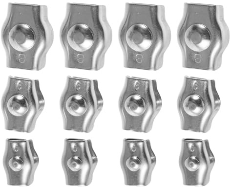 HEALSOPTHY 12 Abrazaderas de Clip para Cable de Acero Inoxidable 304, Paquete de 12 Piezas (m5, M6, M8 X 4 Unidades), Abrazaderas Simples de Bloqueo Rápido para Uso Industrial,