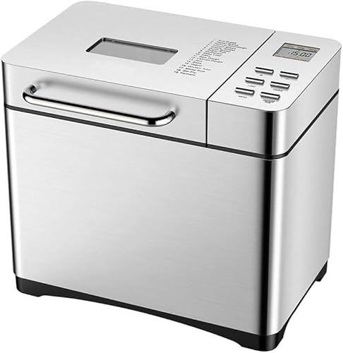 YXYLJOZ Panificadora de Acero Inoxidable 17 en 1, con dispensador automático de Frutos Secos, 3 Modos de Funcionamiento, Molde de cerámica y Panel táctil Digital.