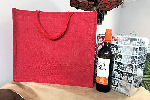 Burlap Jute Large red Shopping Bag Pack of 1 3 5 (1)