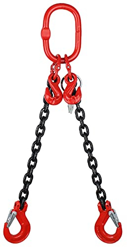 Grade 8 4.25 tonne 10mm 2 Leg Adjustable Lifting Chain Sling Rigging With Latch Hooks (3mtr)