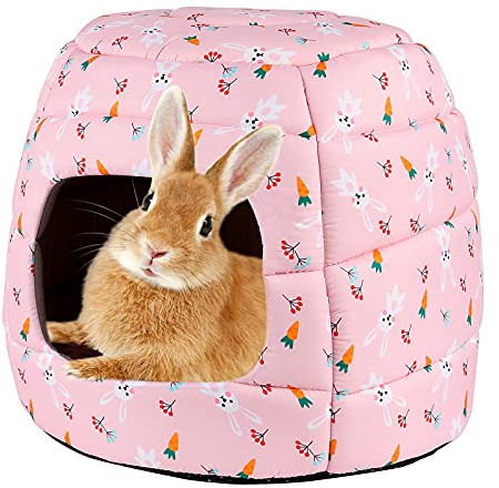 RANYPET Stor kanin säng hus vikbar vinter varm kanin gömställe grotta för marsvin ekorre iller igelkott chinchilla mysig bur tillbehör