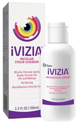 iVIZIA Micellar Eyelid Cleanser for Eyelid Cleansing, Rinse-Free, Gently Removes Makeup, 3.3fl oz Bottle