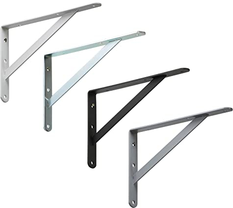 BRESKO Schwerlastträger Schwerlastkonsole Regalhalter Regalwinkel Regalträger Schwerlast Wandträger 2 Stück (Silber, 200x125x20 mm (light))