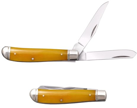 Cold Steel Knives Yellow Bone Mini Trapper Stainless FL-MTRPR-Y Pocket Knife