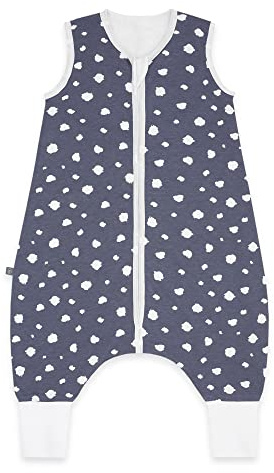 emma & noah Sacco nanna con piedi, 1.0 TOG, per tutto l'anno con gambe, per primavera, estate e autunno, 100% cotone biologico, certificato Oeko-TEX (pois blu, 70 cm)