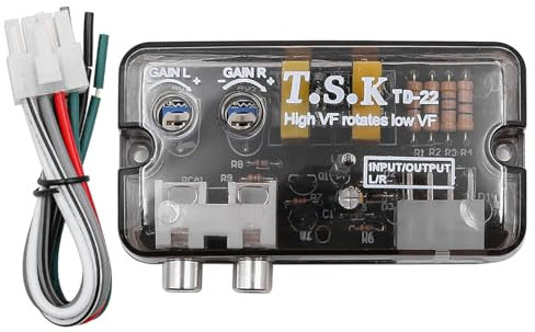 WANGCL Auto Audio Konverter RCA Stereo High To Low Einstellbare Frequenz Linie Lautsprecher Level Converter Adapter mit Steuer Kabel