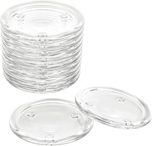 LDXDRU 12 Stück 10 cm Kerzenuntersetzer Glas, Kerzenteller Glas Transparenter, Kerzenhalter für Stumpenkerzen, Stumpenkerzen-Glasteller, Kerzenuntersetzer für Hochzeiten, Partys, Heimdekoration