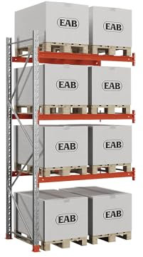 kaiserkraft | Palettenregal | verzinkt/orange | HxBxT 3500 x 1940 x 1100 mm | Fachlast 2000 kg | Anbauregal