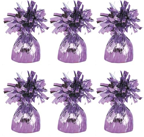 PARTYRAMA.CO.UK Foil Helium Balloon Weights - Pack of 6 - Durable & Colourful Lavender Balloon Weights for Birthdays Parties, Events & Celebrations - Perfect Balloon Weight Holders