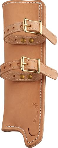 JAY-PEE Tan Leather Horse Flag Carrier with Brass Hardware. Double Strap
