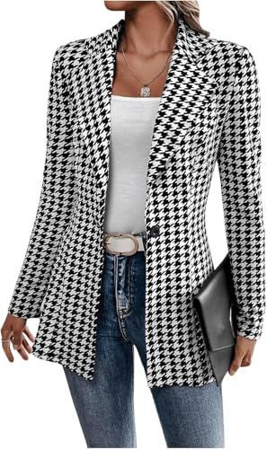 Blazer Scozzese a Maniche Lunghe con Bottoni da Donna Elegante alla Moda Casual Business Office Blazer Moda Sciolto Leggero Risvolto Giacca da Lavoro