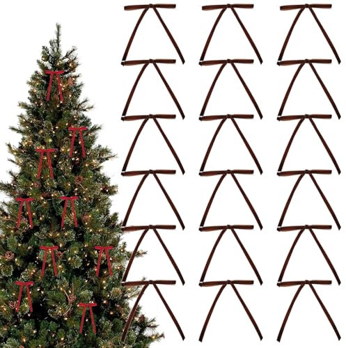24 Stück Weihnachtsschleifen aus Samt, rustikale Geschenkschleifen aus Kunsthandwerk, Vintage-Schleifen aus Samtband für Weihnachten, Heimdekoration, Hochzeit, Außen- und Innendekoration (braun)