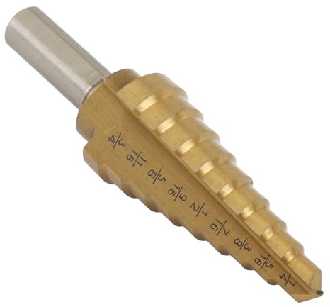 OEMTOOLS 26534 Step Drill Bit, 1/4 in to 3/4 in Step Bit Sizes, Two-Flute Design for Smooth Accurate Cuts, Precision Split-Point Tip, Titanium Coated with Hex Shank for Power Tools
