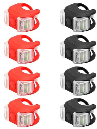 8 Stück LED Kinderwagenlicht Silikon - Wasserdichtes Buggy & Scooter Licht mit 3 Leuchtfunktionen für Kinderwagen, Roller und Outdoor