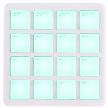 YIWEOG MIDI-Controller-Pad, 16 Anschlagdynamische RGB-Hintergrundbeleuchtungspads, MIDI-Keyboard-Beat-Maschine, BT-Verbindung, Tragbares MIDI-Pad, DJ-Musik-Arrangement,