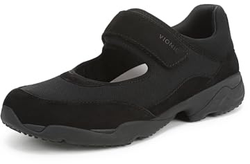 Vionic Women's Walk Slim Giselle Sneaker, Black Leather and Suede, 8 UK